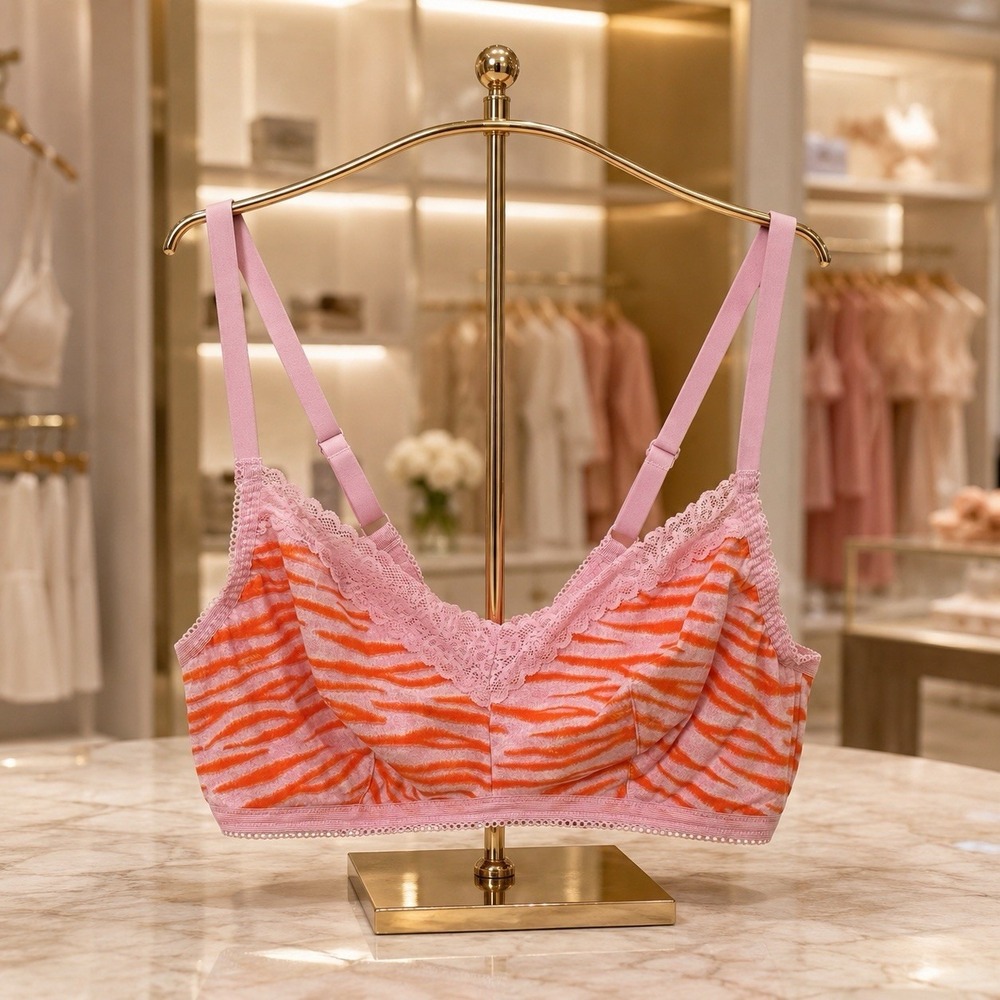 NEW Savage X Fenty Bra Wildly Pink Tangerine Orange Tiger Print Bralette 1X